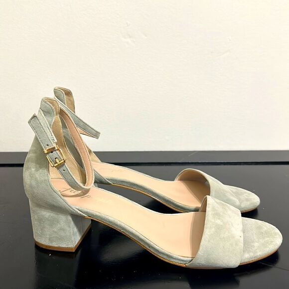 Free People Light Blue Suede Heeled Sandals Sz 41 - Picture 1 of 8
